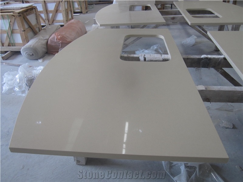 Hot Sales Beige Quartz Stone Surface Stone Countertop