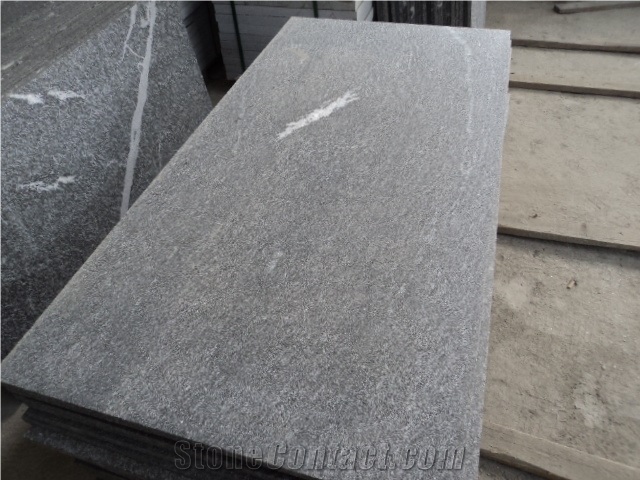 Snow Grey Cut to Size Tiles, China Black Granite Flamed Tiles/Paving/Flooring