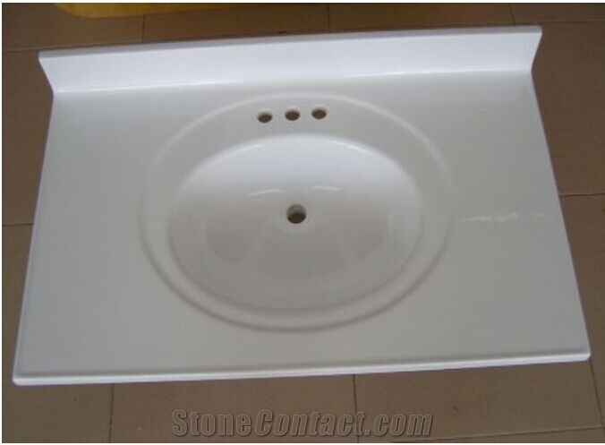 White Artificial Stone Bathroom Vanity Top