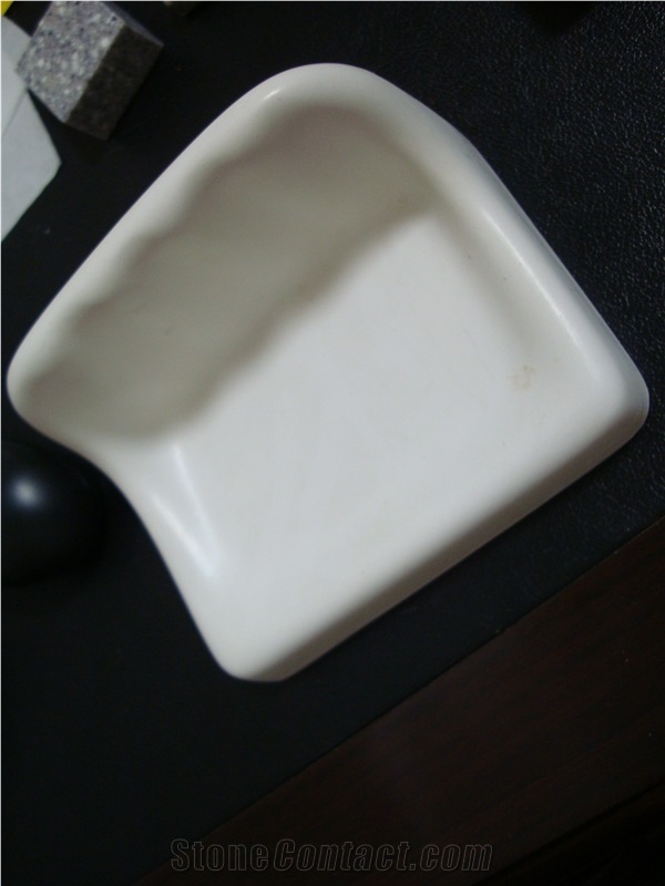 White Engineered Stone Quartz Stone Square Soap Dish