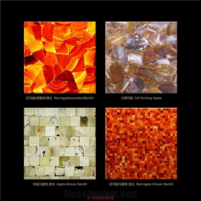 Xiamen China Different Colors-Red Yellow Grey Brown Agate Semi Precious Gemstone Slab Tile Paver Cover Flooring