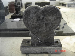 2015 Cheap China Black Granite Monument Granite Tombstone with Heart Shape,Absolute Black Granite Headstone, Shanxi Ice Black Granite Monument & Tombstone