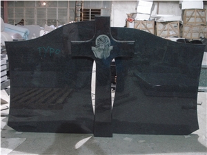 Absolute Black Granite Engraved Monument with Cross,Black Granite Monument, Shanxi Black Granite Monument & Tombstone