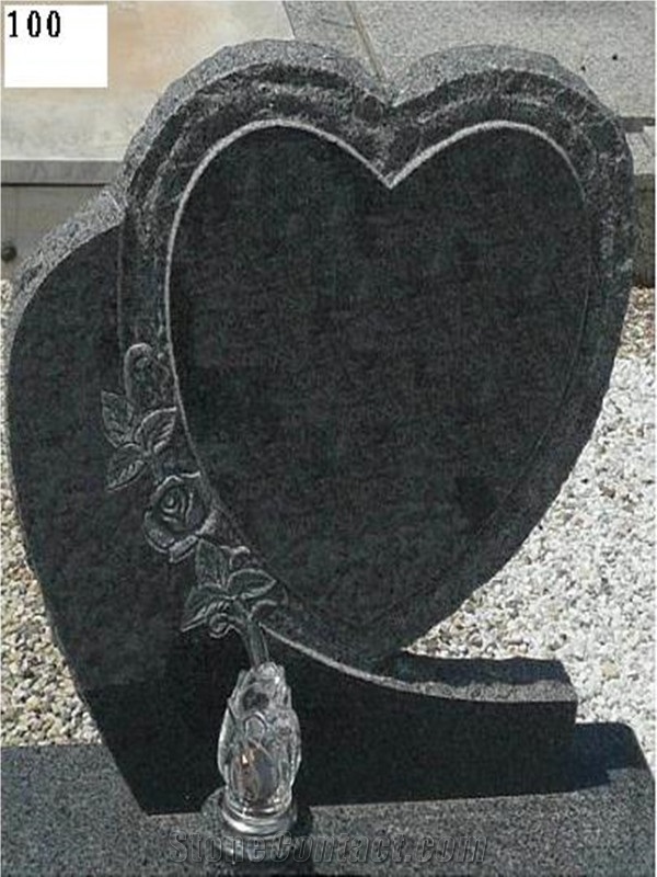 China Black Granite Tombstone Angel with Heart,Headstone with Angel and Heart, Granite Angel with Heart Monument, Shanxi Black Granite Monument & Tombstone