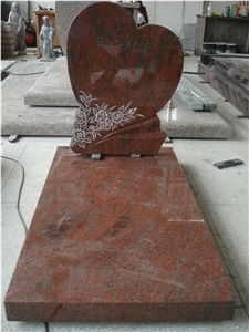 Red Heart Granite Memorial Tombstone Monuments,Granite Heart Tombstone,Customized Carved Heart Shaped Granite Tombstone, Multicolor Red Granite Monument & Tombstone