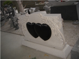 Shan"Xi Black Double Heart Headstone,Chinese Popular Black Granite Headstone, Shanxi Black Granite Monument & Tombstone