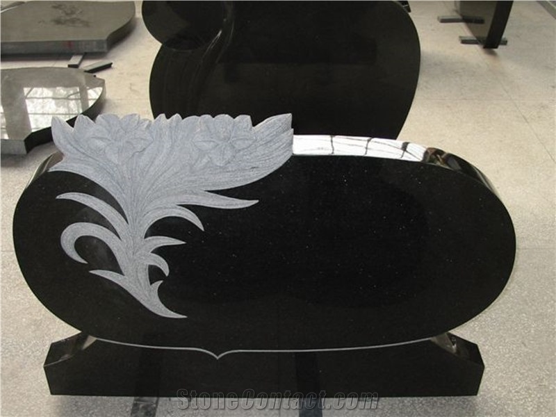 Shan"Xi Black Double Heart Headstone,Chinese Popular Black Granite Headstone, Shanxi Black Granite Monument & Tombstone