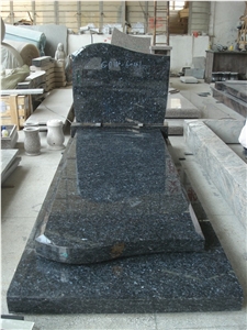 Western Style Design Blue Pearl Granite Cross Tombstone, Double Design Tombstone, European & Australian Style Headstone