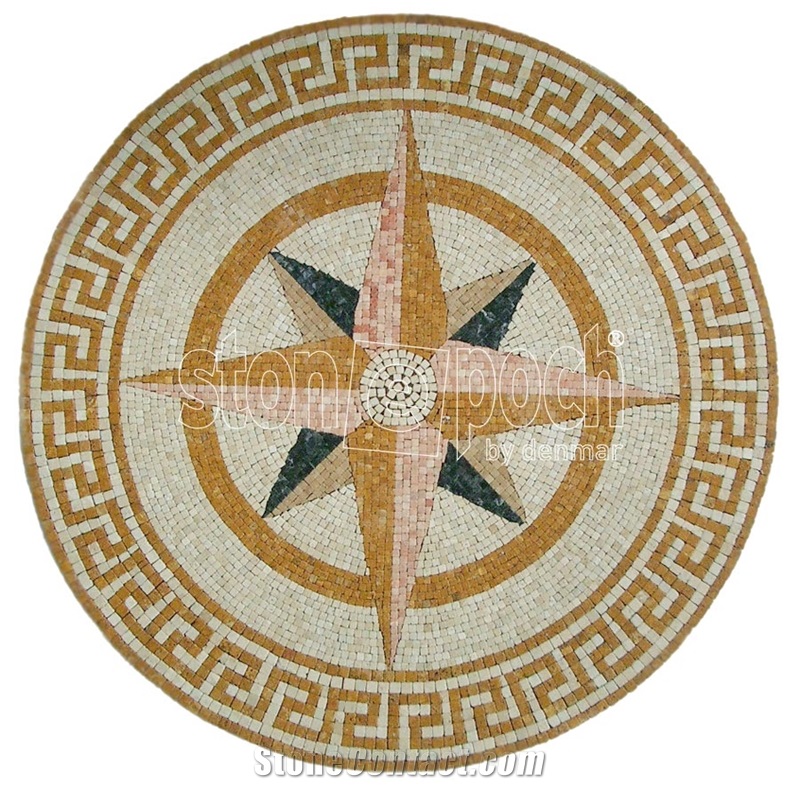 Mix Travertine & Marble Mosaic Art Medallions for Flooring