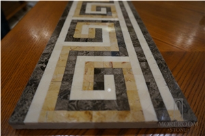 Beige Laminated Marble Floor Border Design for Bathroom Design, Turkey Beige Marble Molding & Border