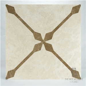 Beige Marble Tile, Artisit Inset Marble Tiles;Marble Floor Covering Tiles;Marble Jumbo Pattern Laminate Marble
