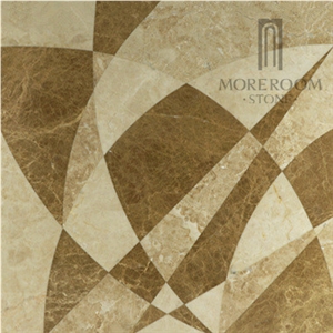 Cappuccino Ceramic Backed Composite Marble Waterjet Floor Medallions