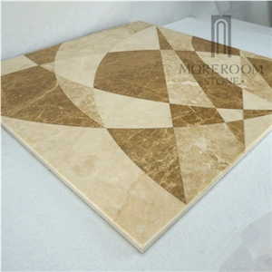 Cappuccino Ceramic Backed Composite Marble Waterjet Floor Medallions