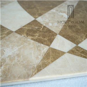 Cappuccino Ceramic Backed Composite Marble Waterjet Floor Medallions