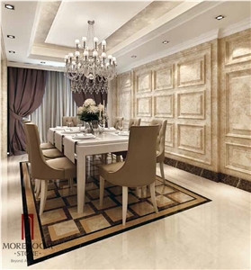 Crema Marfil Beige Marble 3d Marble Panel Wall Panels Machine Cutting for Hotel