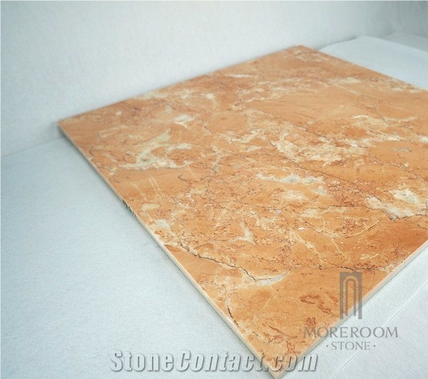 Foshan Manufacture Orange Color Tea Rose Marble Marble Thin Stone Panel for Bathroom Wall Design