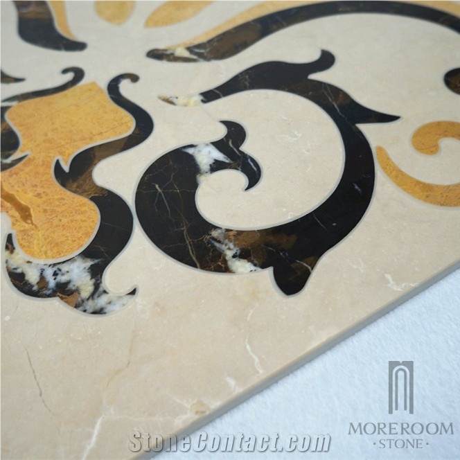 Iran Earl Beige Marble;Square Medallions;Composited Marble Waterjet Medallion
