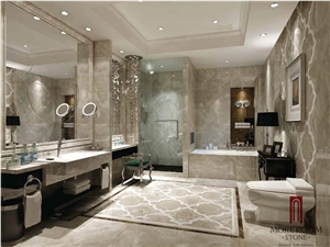 Italian Grey Marble Waterjet Medallions , Marble Flooring Design for Bathroom