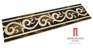 Italy Natural Stone Portoro Gold Marble Composite Marble Border Design for Hotel Project