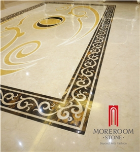 Italy Natural Stone Portoro Gold Marble Composite Marble Border Design for Hotel Project