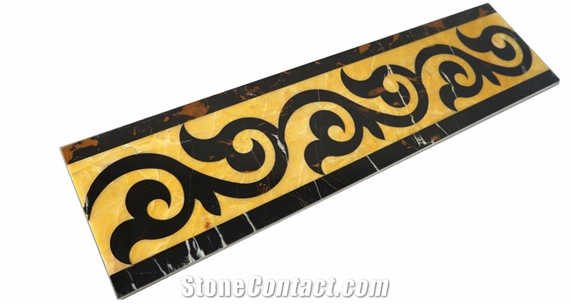 Italy Natural Stone Portoro Gold Marble Composite Marble Border Design for Hotel Project