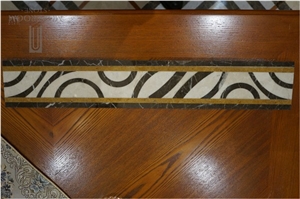 Marble Mosaic Borders Beige Composite Marble Border Design Laminated Marble Border Tile, Crema Marfil Beige Marble Molding & Border