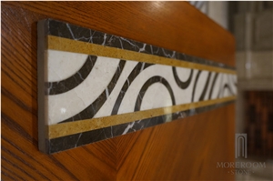 Marble Mosaic Borders Beige Composite Marble Border Design Laminated Marble Border Tile, Crema Marfil Beige Marble Molding & Border