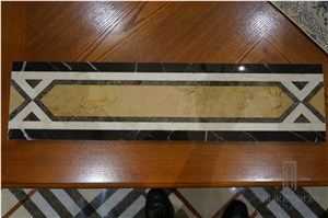 Marble Mosaic Borders Beige Composite Marble Border Design Laminated Marble Border Tile, Turkey Beige Marble Molding & Border