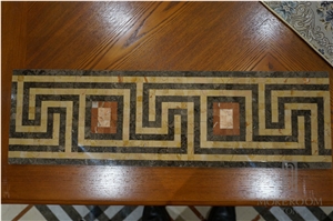 Marble Mosaic Borders Turkey Brown Composite Marble Floor Border Design for Home Decor