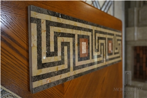 Marble Mosaic Borders Turkey Brown Composite Marble Floor Border Design for Home Decor