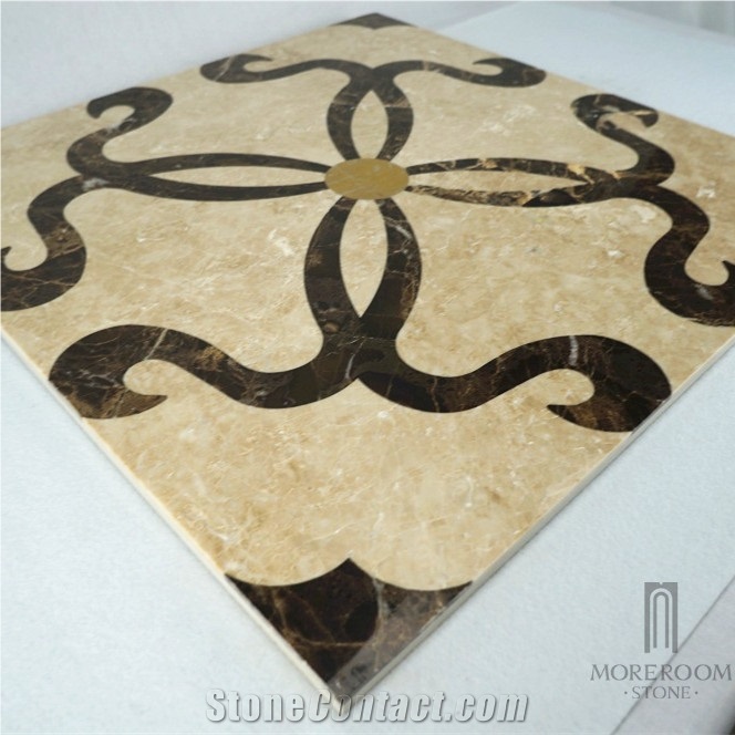 Turkey Cappucino Beige Marble Medallion with Portopo Marble;Marbe Floor Pattern;Super Polished Tile Marble;Marble Stone