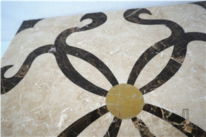 Turkey Cappucino Beige Marble Medallion with Portopo Marble;Marbe Floor Pattern;Super Polished Tile Marble;Marble Stone