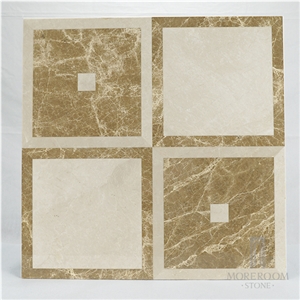 Turkey Emperador Light Marble Water-Jet Medallions Composite Pattern