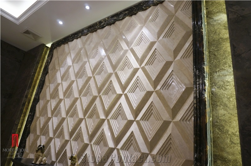 Turkey Latte Beige 3d Marble Cnc Wall Panels