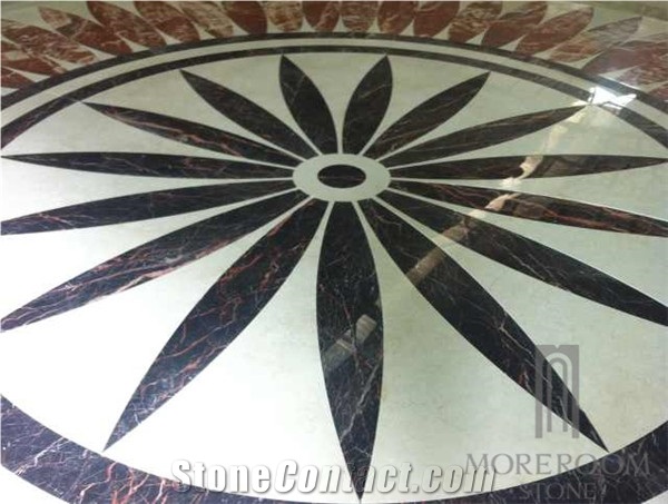 Water-Jet Round Marble Medallions