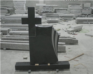 Black Granite Headstone, Cross Tombstone, Cross Headstone, European Style Monuments, Cemetery Tombstones, Black Color Granite Gravestone