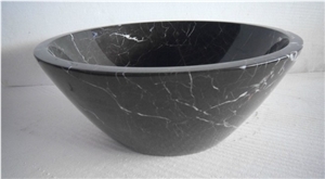 Black Nero Marquina Marble Vessel Sinks, China Marquina Black Marble Sinks & Basins
