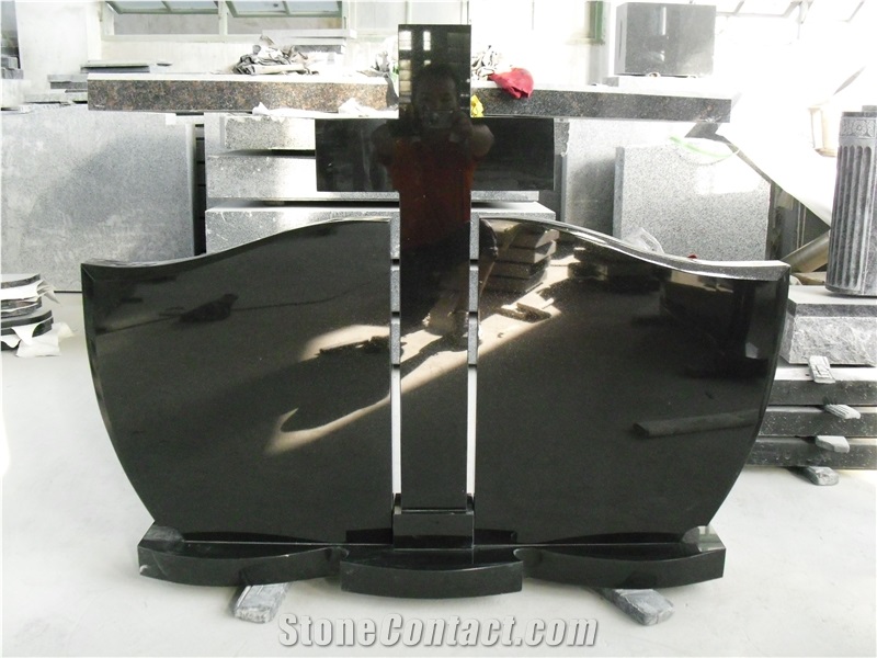 China Absolute Black Granite American Style Polished Monument & Tombstone