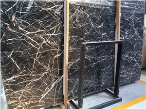 China Golden Black Marble Polished Slabs, Alternative to Hang Grey Marble