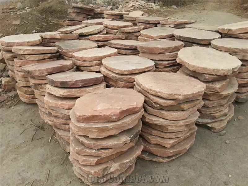 China Pink Slate Cube Stone Stepping Stone