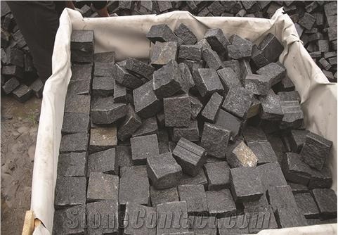 Chinese Dark Grey G654 Granite Cubestone, Cobble Stone