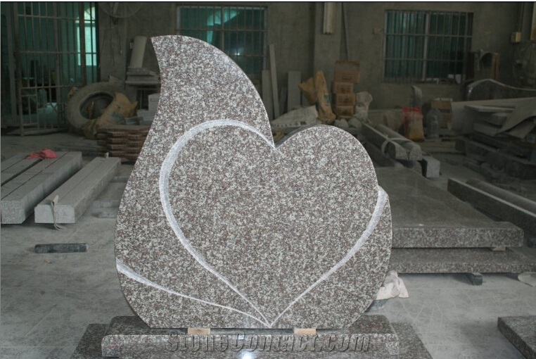 European Style Granite Tombstone, Heart Shape Headstone, Granite Gravestone, Heart Shape Monuments