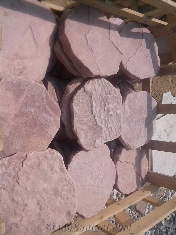 Red Slate Cube Stone & Stepping Stone for Garden
