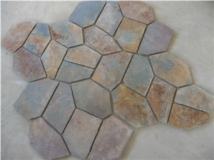 Slate Tiles & Slab,Cheap Crazy Rustic Slate Tile with Mesh