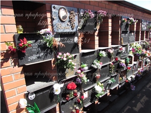 Brazilian Azul Bahia Granite Cemetery Crypts Plaque