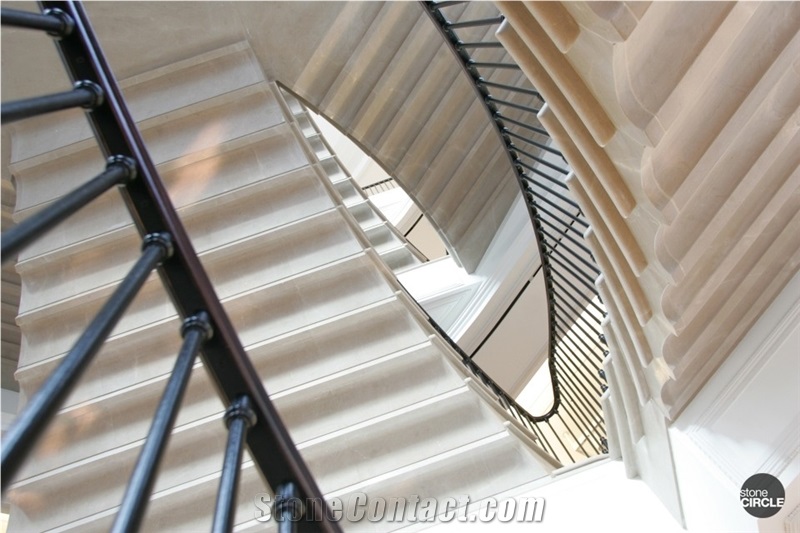 Corinthian Beige Marble Staircase in Commercial Store