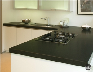 Nero Assoluto Granite Work Top Surface with Both Brushed and Honed Finishes