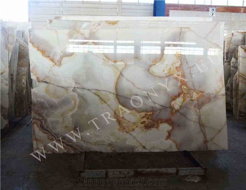 Cloudy Onyx Slabs, Multicolor Onyx with Vein Slabs Iran
