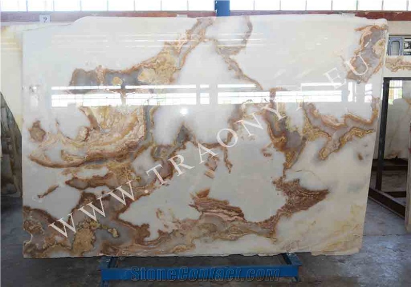 Continental Onyx, White and Brown Onyx Slabs Iran