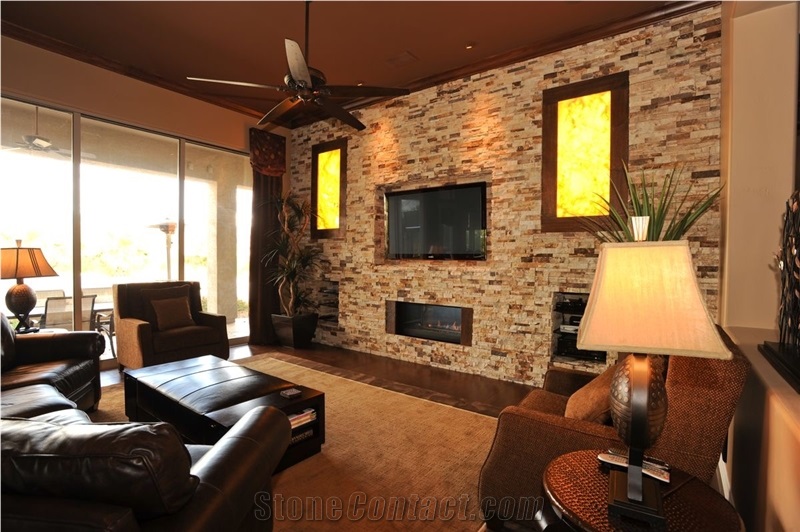 Stacked Stone Veneer Feature Wall Cladding
